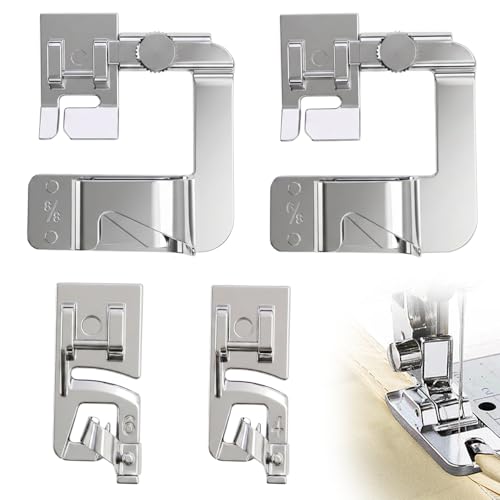 4PCS Rolled Hem Presser Foot Set,4 Sizes Hemming Foot for Sewing Machine,Suitable for Professional Household Sewing Projects - size: 4PCS