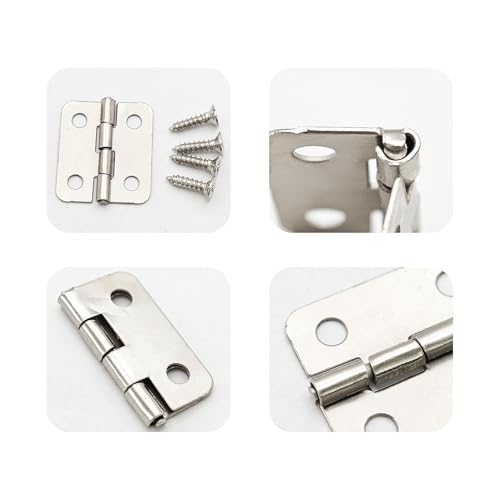 80Pcs 18x15mm Silver Mini Hinges for Wooden Box, Small Iron Hinges with 320 Screws for Jewelry Box Crafts DIY Cabinet Dollhouse, 180° Folding Butt Hardware - color: Silver