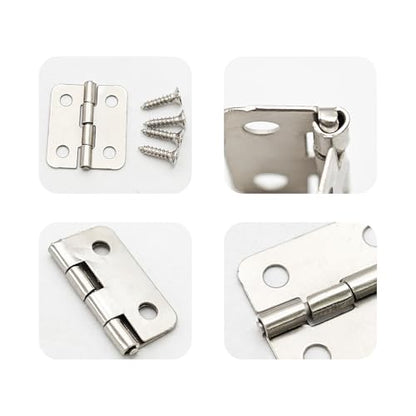 80Pcs 18x15mm Silver Mini Hinges for Wooden Box, Small Iron Hinges with 320 Screws for Jewelry Box Crafts DIY Cabinet Dollhouse, 180° Folding Butt Hardware - color: Silver