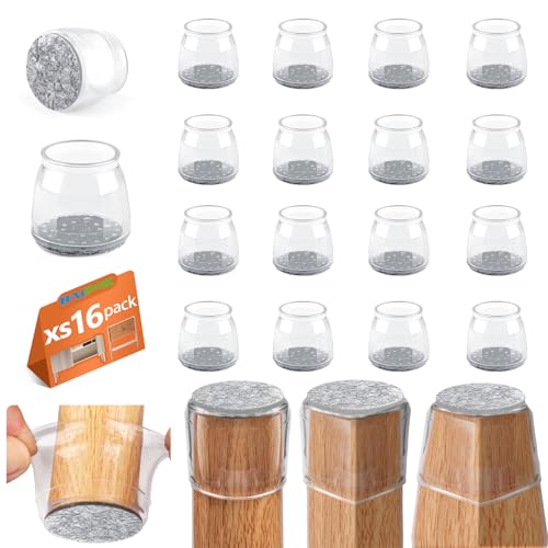 BAIPOK 16Pcs Round Chair Leg Floor Protectors for Hardwood Floors - color: Transparent-16pcs, size: Universal XS(0.70''-0.90'')