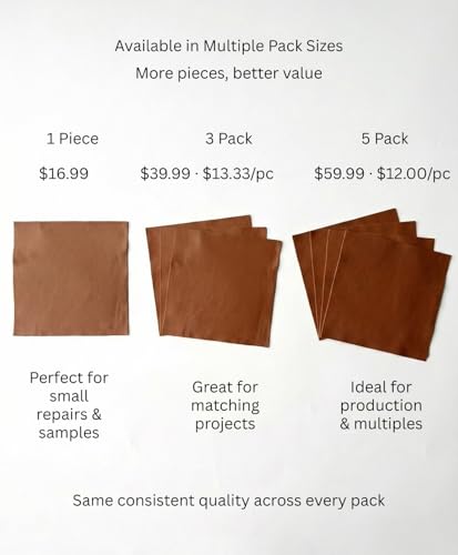Natural Grain Cow Leathers: 12'' x 12'' Pre-Cut Leather Pieces (Cognac, 5 Pieces) - color: Cognac, size: 5 Pieces