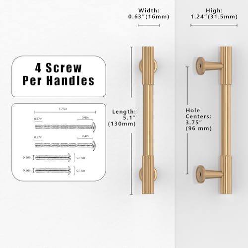 10 Pack Champagne Bronze Cabinet Pulls 3.75 Inch(96mm) Kitchen Cabinet Handles Cabinet Hardware for Drawer Pulls - color: Champagne Bronze, size: 3.75" Hole Center