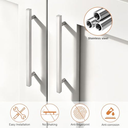 Probrico Brushed Nickel Cabinet Pulls & Handles 7.5" CC Square 5 Pack - color: Brushed Nickel, size: Hole Center: 192mm(7.5inch)