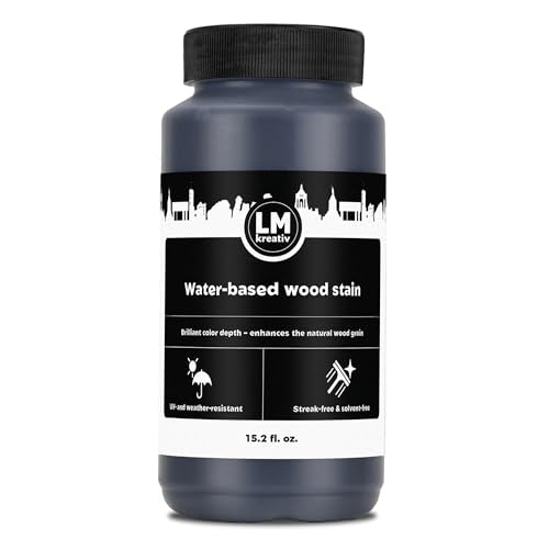 Water-Based Wood Stain 15.2 fl oz - Black - Interior Stain for Furniture & Craft Wood | Easy Application | No Sanding Needed | Low Odor | All-in-One Stain - color: Black