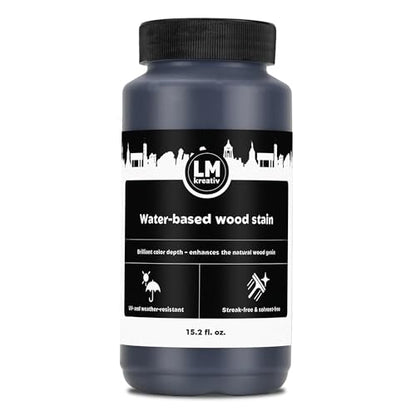 Water-Based Wood Stain 15.2 fl oz - Black - Interior Stain for Furniture & Craft Wood | Easy Application | No Sanding Needed | Low Odor | All-in-One Stain - color: Black