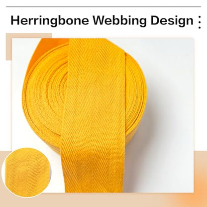 Gold 2''Cotton Herringbone Twill Tape 15Yd Binding Trim - color: Gold