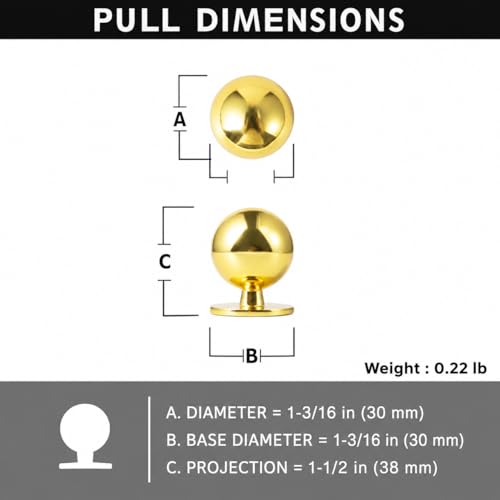 Polished Gold Cabinet Knobs, 1 Inch, Set of 12, Modern Zinc Alloy Round Design for Drawers, Dressers, Vanities - color: Polished Gold, size: 1" Diameter