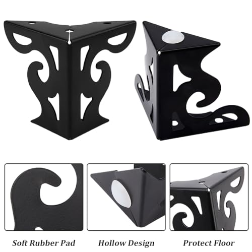CRASPIRE 4Pcs Hollow Out Furniture Legs 3.15 Inch Set Black Artistic Metal Sofa for Table Cabinet Legs Dresser Feet Triangle Couch Shelf Repair Restoration Replacement Bookcase Wardrobe Bed - color: 4 Sets Black