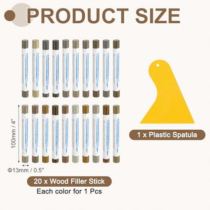 uxcell 20Pcs Wood Filler Sticks 20 Colors Gray & Tech Mix Series - color: Gray Tech Mix Series