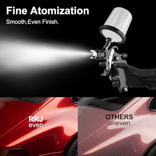 HVLP Spray Gun Kits with 1.4/1.7/2.5mm Nozzles 2 Cups Automotive Paint Guns - color: Black
