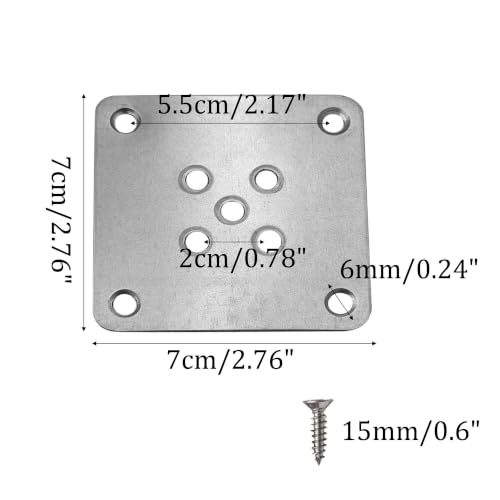 6PCS 7x7cm(2.76"x2.76") Furniture Leg Mounting Plates, Metal Flat T-Plate Connector Bracket with Screws for Sofa Chair Cabinet Table Leg Repair Replacement DIY - size: 2.76"x2.76"