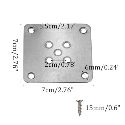6PCS 7x7cm(2.76"x2.76") Furniture Leg Mounting Plates, Metal Flat T-Plate Connector Bracket with Screws for Sofa Chair Cabinet Table Leg Repair Replacement DIY - size: 2.76"x2.76"