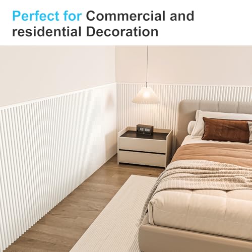 Art3d 79.3 x 40.7 Inch Beaded Wainscoting Wall Panel, 22.38 sq.ft, White - color: White, size: 79.3"x40.7"