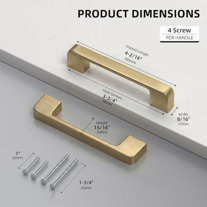 Champagne Bronze Cabinet Pulls 3-3/4 Inch Bronze Cabinet Handles - color: Champagne Bronze, size: 3-3/4 Inch (96 mm) Hole Centers