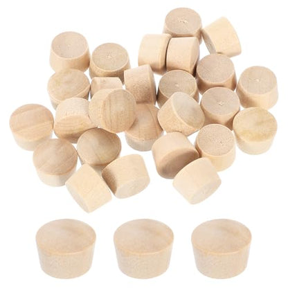 uxcell 56Pcs Wood Button Plugs, 12mm/0.47" Flat Head Hardwood Screw Hole Plug Wooden Caps Buttons Wood Plug for Furniture Woodworking Craft Decor (13.5mm x 12mm) - size: 13.5x12x9mm