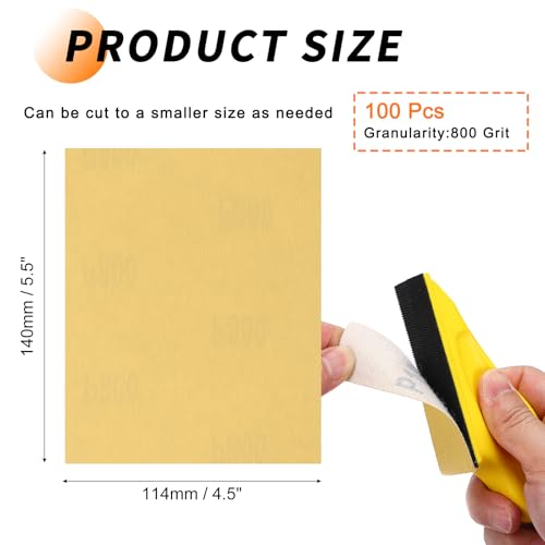 100 Pcs 800 Grit Sandpaper 4.5x5.5 Inch Sand Paper Alumina Abrasive - size: 4.5 x 5.5 Inch(800 Grit)
