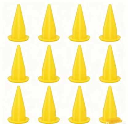Yellow Reusable Caulking Nozzle Applicator for Caulk Gun, Epoxy Extension Tool, 12 Pack