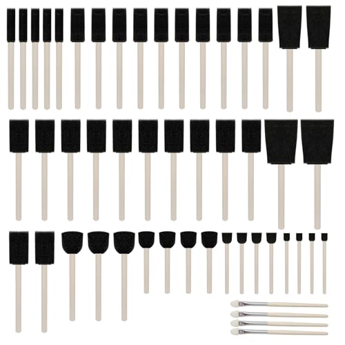 50pcs Foam Brush Set with High Density Foam Multi Sizes - size: 5/16"-2" assorted 50pcs