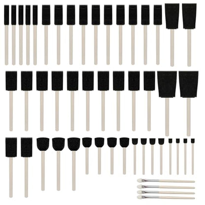 50pcs Foam Brush Set with High Density Foam Multi Sizes - size: 5/16"-2" assorted 50pcs