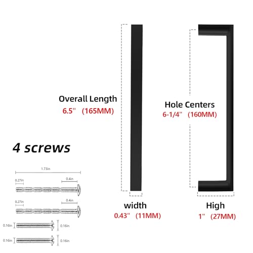 Matte Black Kitchen Cabinet Pulls 6-1/4 Inch 10 Pack - color: Matte Black, size: 6-1/4'' Hole Center(160mm)