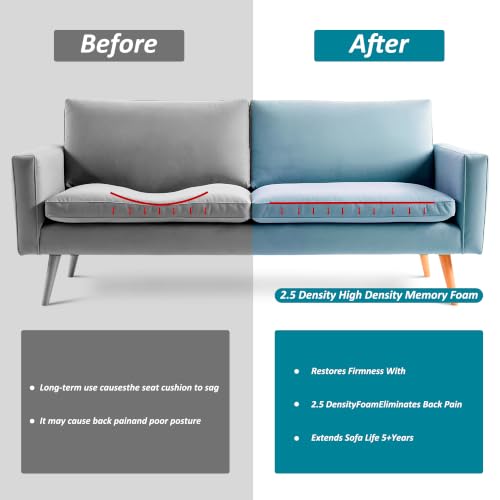 High Density Upholstery Memory Foam 2" Height 72" L x 24" W, Cut to Size - color: 72" L X 24" W X 2" H