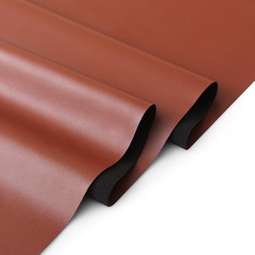 KUUP Smooth PU Faux Leather Fabric Sheets, 2 Yards 54" x 72", 0.8mm Thick - color: Brown, size: 2 yards