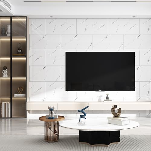 Haimin 3D Wall Panels Peel and Stick Marble Tile Look 10 Pack Waterproof - color: White-LYB