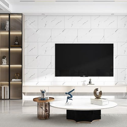 Haimin 3D Wall Panels Peel and Stick Marble Tile Look 10 Pack Waterproof - color: White-LYB