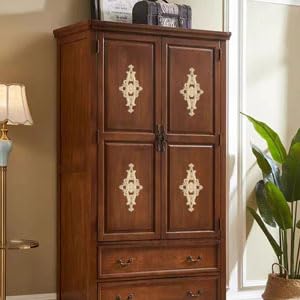 4 Pcs Decorative Wood Flower Carved Appliques Onlays, 3.9 x 7.9inch Diamond Unpainted Solid Wooden Carving Decal Trim Applique for Furniture Cabinet Closet Decoration (3.9 x 7.9inch-4pcs) - size: 3.9 x 7.9inch-4pcs