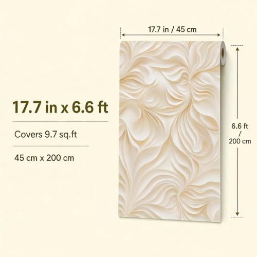 Peel and Stick Wallpaper Beige Brown Abstract Self Adhesive Removable - color: Cream, size: 17.7" x 78.7"