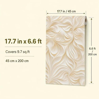 Peel and Stick Wallpaper Beige Brown Abstract Self Adhesive Removable - color: Cream, size: 17.7" x 78.7"