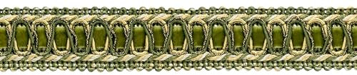 DÉCOPRO 1" (2.5cm) Noblesse Collection Vintage Velvet Ribbon Gimp Braid Trim (Style# 100HG) Olive Garden Green (Color# 010) Sold by The Yard (36"/3 ft/0.9m)