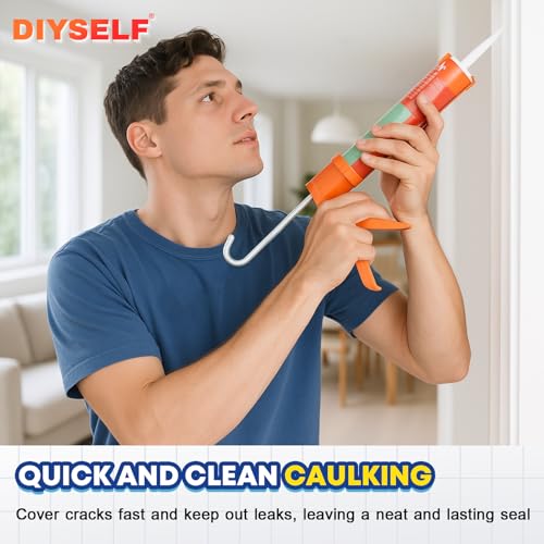DIYSELF Caulking Gun, Caulk Gun Manual for 10 oz Tubes, 10:1 Thrust - color: Orange