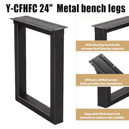 24 Inch Metal Coffee/End/Side Table Legs Black, Industrial DIY Furniture Legs for Desk, Chair, Bench, Nightstand, Set of 2 - color: Black, size: 24" U Shape