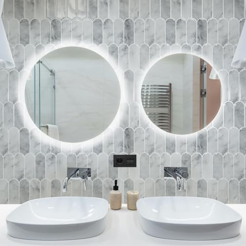 Art3d Arrowhead Design Tile Peel and Stick Backsplash, 10-Pack, Gray Marble - color: Gray Marble