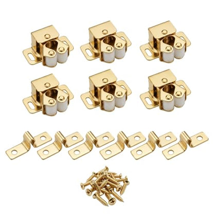 6 Pack Cabinet Latch, Cabinet Door Latch, Double Roller Catch for Cupboard Closet Door (Gold) - color: Gold