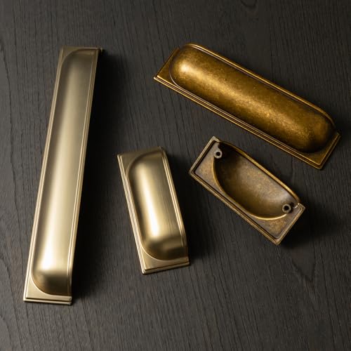 Goo-Ki 6 Pack Champagne Bronze Cup Pulls for Cabinet Zinc Alloy Kitchen Hardware,7-1/2 Inch Hole Center Channing Bin Cup Drawer Pull Handles - color: Champagne Bronze, size: 7-1/2 Inch Hole Center