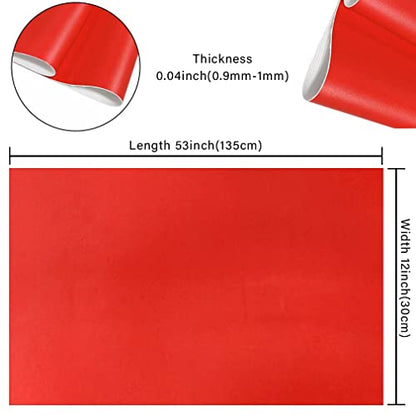 HYANG Smooth Solid Color Red Faux Leather Sheets 1 Rolls 12"X53" (30cmX135cm),Faux Leather is Great for, Bows,Earrings Handmade DIY Craft Projects Making - color: Red