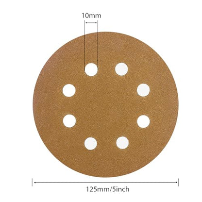 5-Inch Orbital Sander Discs, 8-Hole Pattern, 100-Pack, Hook and Loop Sandpaper for DA Sanders, Paint and Wood Finishing (180 Grit-100 PCS) - style: 180 Grit-100 PCS