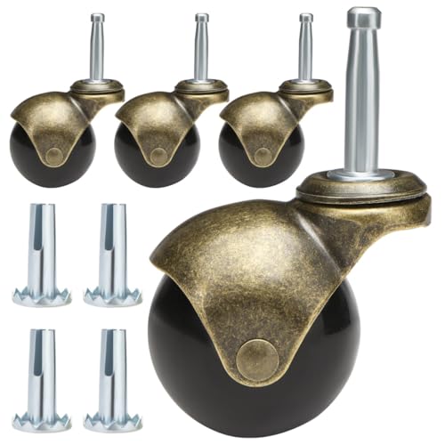 JGJC 2" Antique Brass Ball Casters 4-Pack, 5/16"×1-1/2" (M8 Grip Neck Stem)