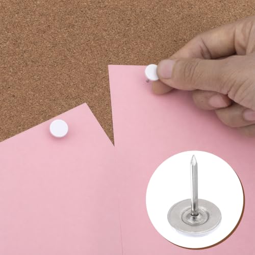 100pcs Flat Head Thumb Tacks for Wall, White Metal Push Pins - color: White, 100pcs