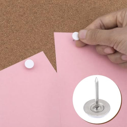 100pcs Flat Head Thumb Tacks for Wall, White Metal Push Pins - color: White, 100pcs