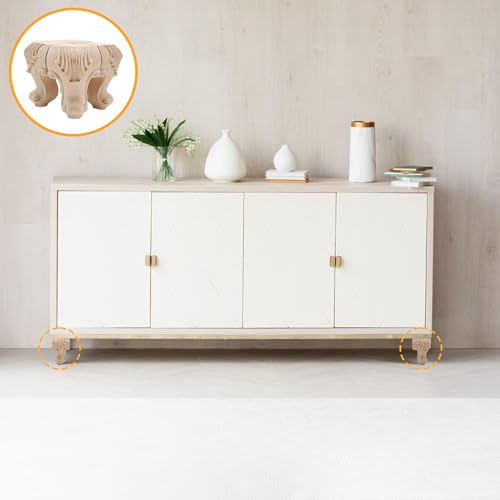4Pack Solid Unfinished Wood Furniture Legs European Style Carving Replacement Feet for Sofa Cabinet Wardrobe Loveseat Couch Ottoman Coffee Table 10cm 4inch Height - color: C