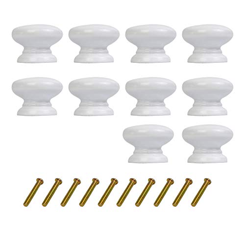 10PCS Drawer Knob Pull Handle White Wooden Cabinet Knobs for Home Office Kitchen Cupboard Dresser DIY - color: White
