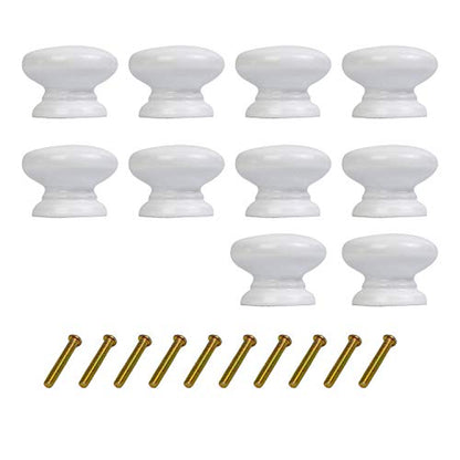 10PCS Drawer Knob Pull Handle White Wooden Cabinet Knobs for Home Office Kitchen Cupboard Dresser DIY - color: White