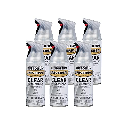 Rust-Oleum Universal All Surface Clear Topcoat Spray, High Gloss Clear - color: High Gloss Clear, size: 11 Ounce (Pack of 6)
