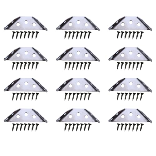 12PCS Heavy Duty Stainless Steel Triangular Furniture Corner Brackets with Screws Universal Corner Supports for Drawers Cabinets and Table Chair Supports