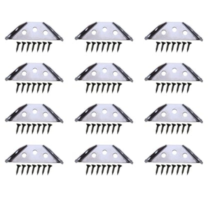 12PCS Heavy Duty Stainless Steel Triangular Furniture Corner Brackets with Screws Universal Corner Supports for Drawers Cabinets and Table Chair Supports