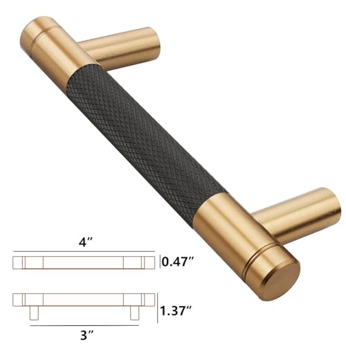 24 Pack 3 Inch 76 mm Bar Cabinet Pulls Bronze and Black Knurled Handles for Bronze and Black Drawer Pulls Cupboard Aluminum Handles - color: Bronze and Black, size: 3 Inch