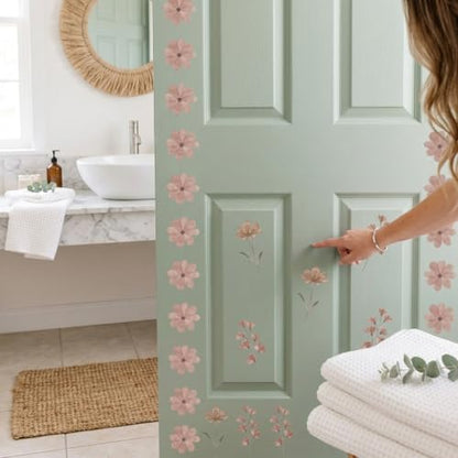 84PCS Watercolor Floral Wall Decals, Waterproof PET Stickers for Bedroom